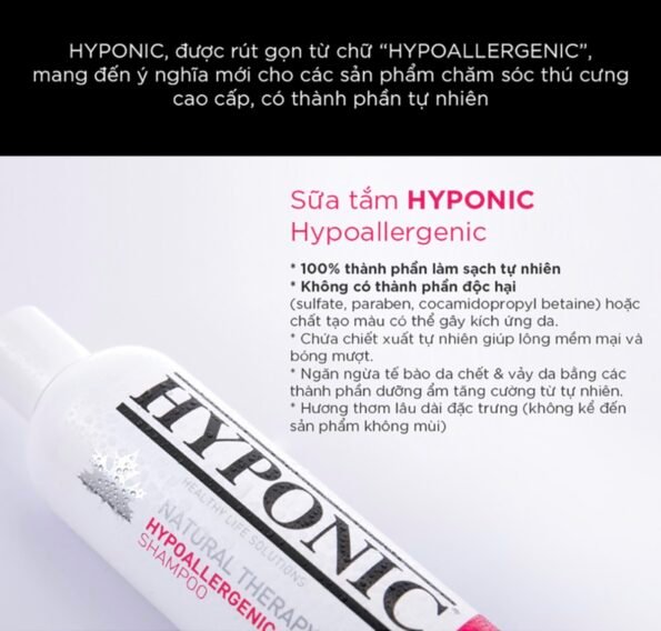 Sữa tắm cho chó cao cấp HYPONIC Hypoallergenic, làm dày & phồng lông