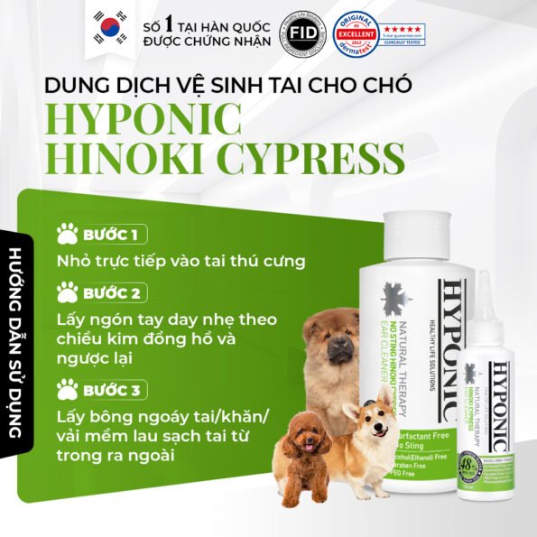 Dung dịch vệ sinh tai cho chó HYPONIC Hinoki Cypress